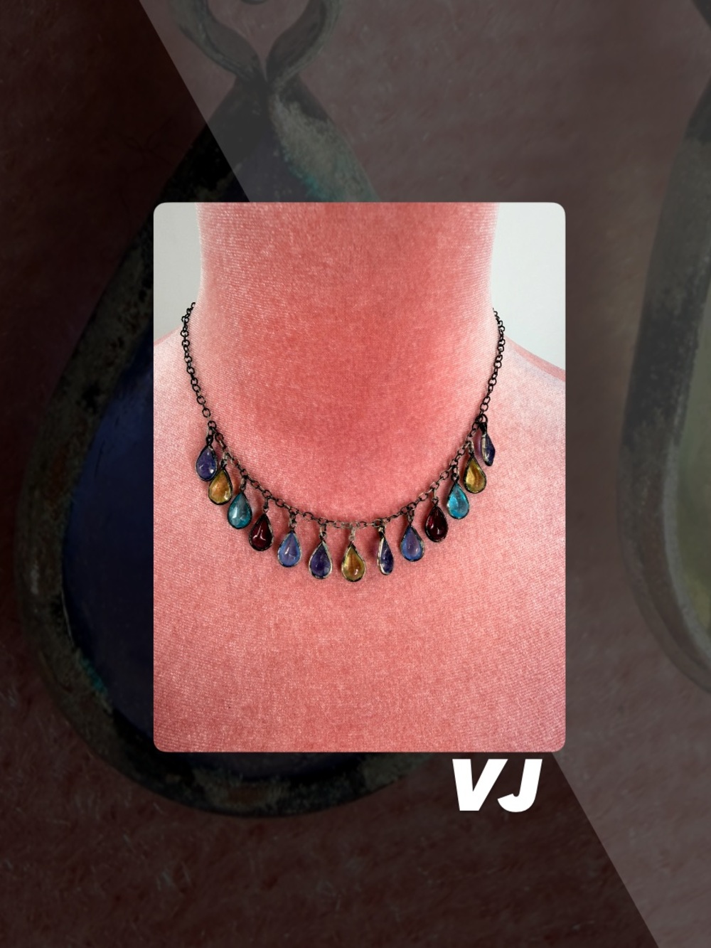 GUC VJ Rainbow Tear Drop Necklace